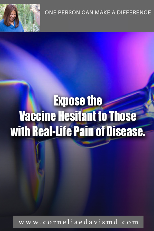 Expose the Vaccine Hesitant to Those with Real-Life Pain of Disease. #vaccinehesitancy    https://www.eurekalert.org/pub_releases/2019-05/byu-evh052119.php